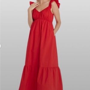Universal Threads cotton Red Ruffle Strap Maxi Dress - Women